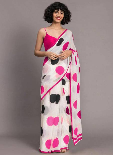 White And Pink VARNI AMAZIA Fancy Designer Party Wear Soft Cahnderi Original Digital Printed Saree Collection 2401